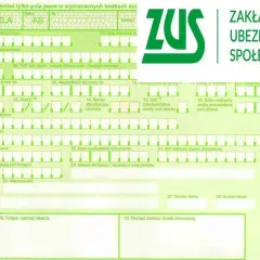 Formularz ZUS ZLA, który określa, ile można być na L4, z logo ZUS.