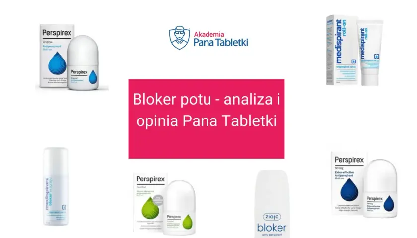Kolekcja antyperspirantów: Perspirex, Medispirant i Ziaja bloker. Różne rodzaje aerozoli i roll-onów do walki z potem.